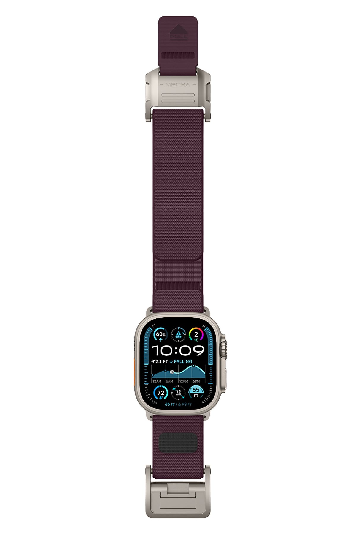 Mohseven Mecha Apple Watch Ultra Uyumlu Hasır Kordon Titanyum Mor Mohseven