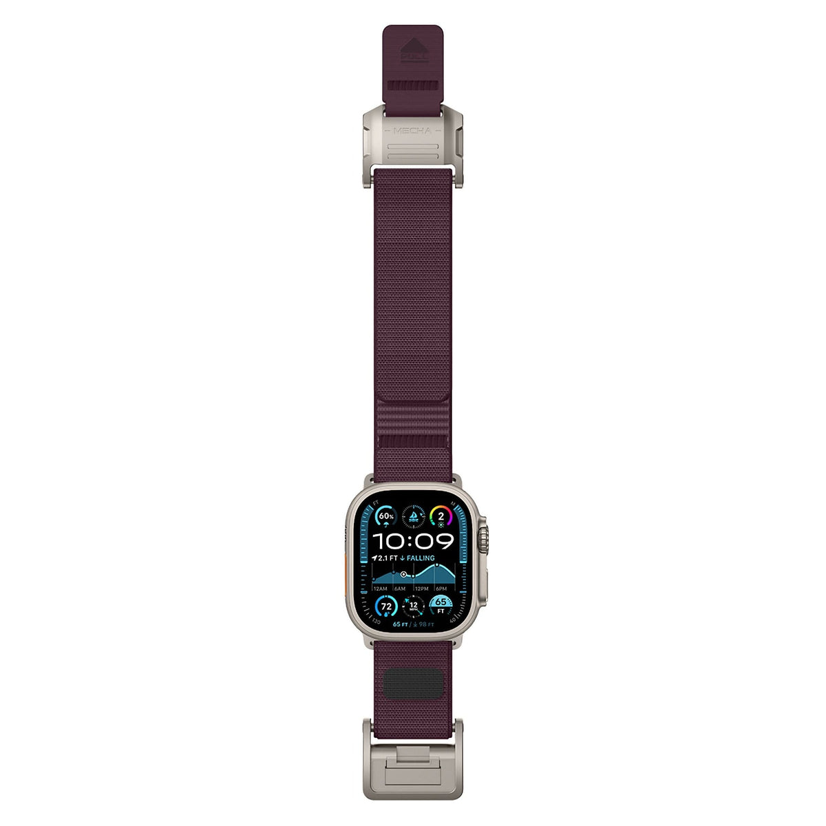 Mohseven Mecha Apple Watch Ultra Uyumlu Hasır Kordon Titanyum Mor Mohseven