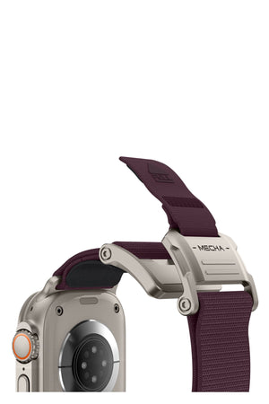 Mohseven Mecha Apple Watch Ultra Uyumlu Hasır Kordon Titanyum Mor Mohseven