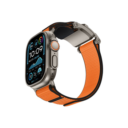 Mohseven Mecha Apple Watch Ultra Uyumlu Hasır Kordon Titanyum Turuncu Mohseven