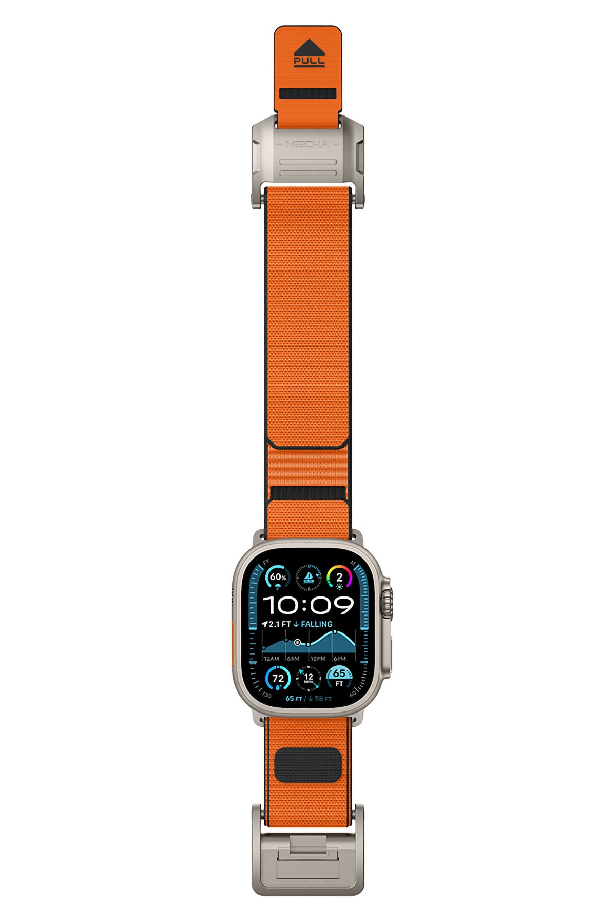Mohseven Mecha Apple Watch Ultra Uyumlu Hasır Kordon Titanyum Turuncu Mohseven