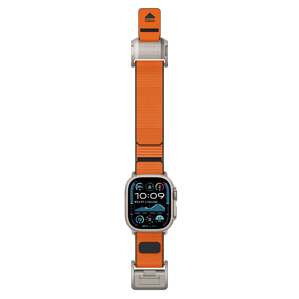 Mohseven Mecha Apple Watch Ultra Uyumlu Hasır Kordon Titanyum Turuncu Mohseven