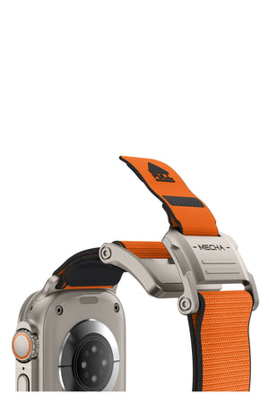 Mohseven Mecha Apple Watch Ultra Uyumlu Hasır Kordon Titanyum Turuncu Mohseven