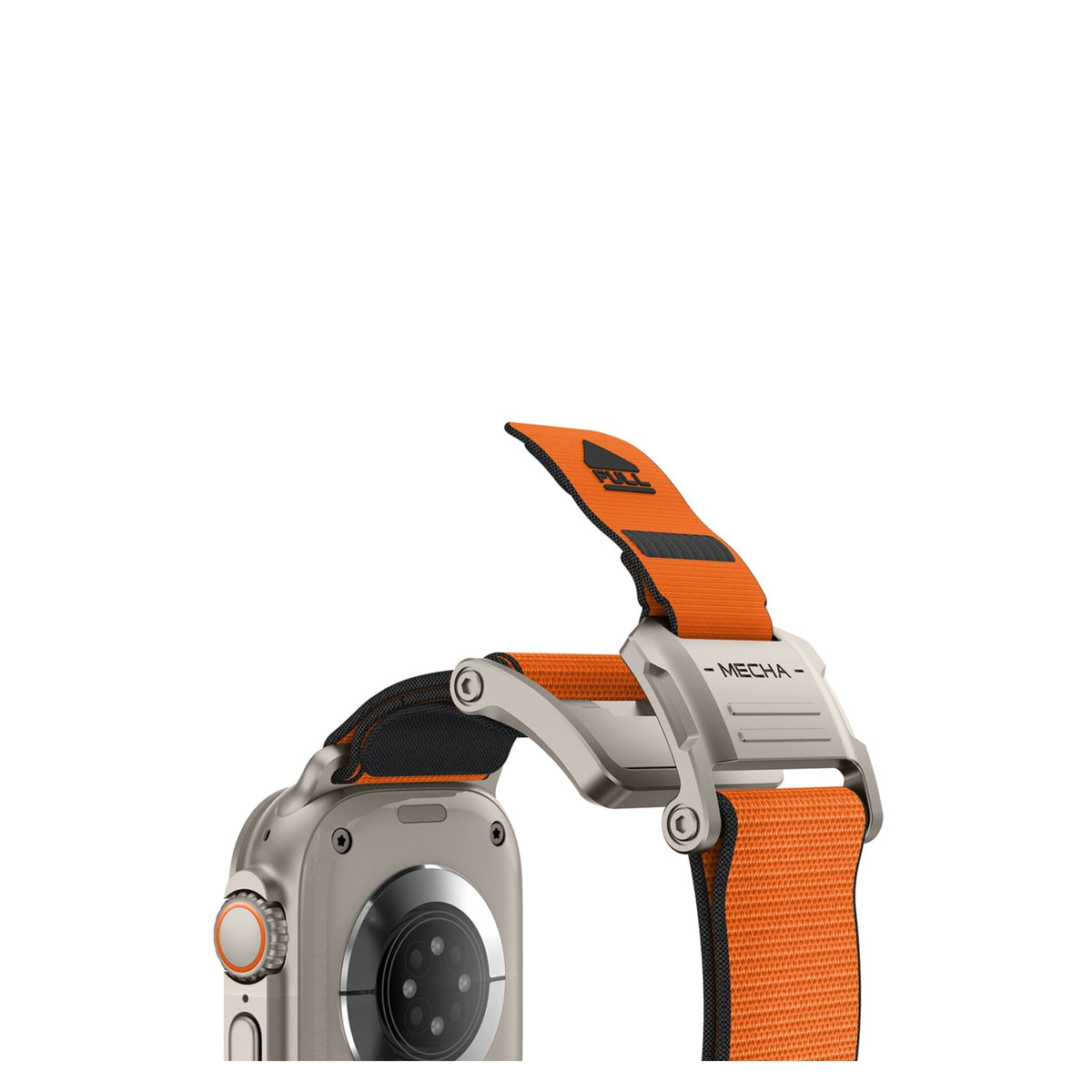 Mohseven Mecha Apple Watch Ultra Uyumlu Hasır Kordon Titanyum Turuncu Mohseven
