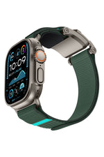 Mohseven Mecha Apple Watch Ultra Uyumlu Hasır Kordon Titanyum Yeşil Mohseven