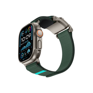 Mohseven Mecha Apple Watch Ultra Uyumlu Hasır Kordon Titanyum Yeşil Mohseven