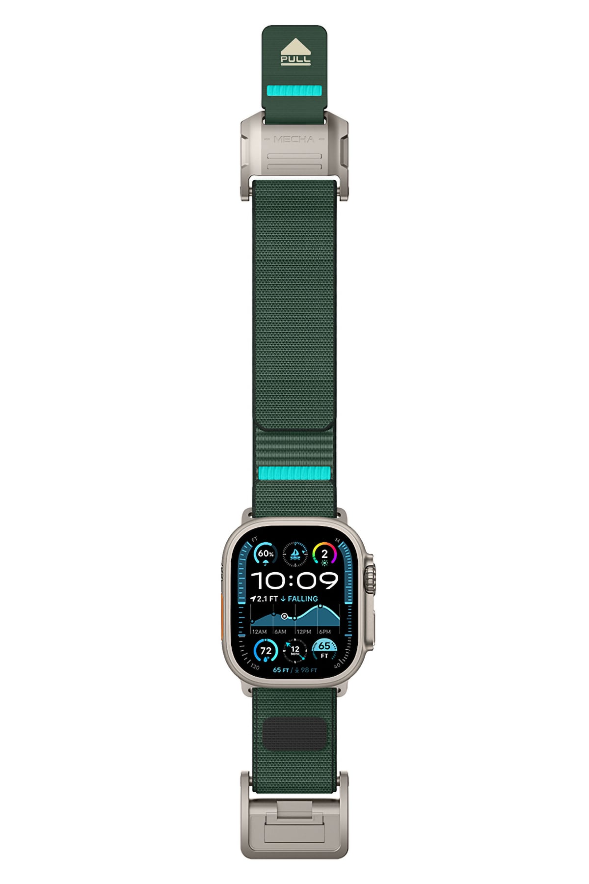 Mohseven Mecha Apple Watch Ultra Uyumlu Hasır Kordon Titanyum Yeşil Mohseven