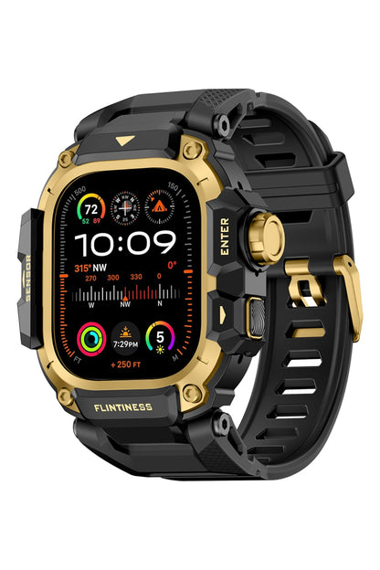 Mohseven Punk Fortress Apple Watch Ultra Uyumlu Silikon Kordon Gold