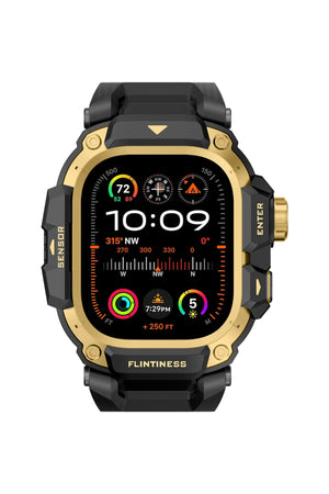Mohseven Punk Fortress Apple Watch Ultra Uyumlu Silikon Kordon Gold