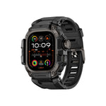 Mohseven Punk Fortress Apple Watch Ultra Uyumlu Silikon Kordon Siyah Mohseven