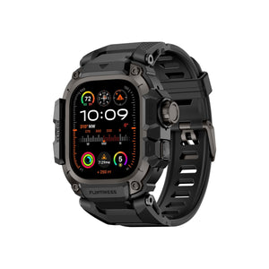 Mohseven Punk Fortress Apple Watch Ultra Uyumlu Silikon Kordon Siyah Mohseven