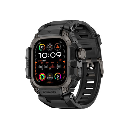 Mohseven Punk Fortress Apple Watch Ultra Uyumlu Silikon Kordon Siyah Mohseven