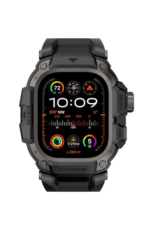 Mohseven Punk Fortress Apple Watch Ultra Uyumlu Silikon Kordon Siyah