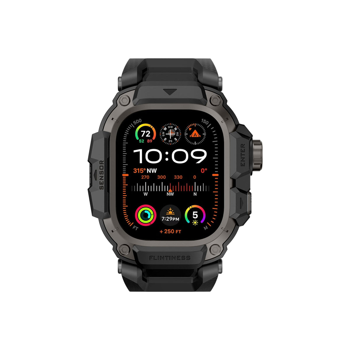Mohseven Punk Fortress Apple Watch Ultra Uyumlu Silikon Kordon Siyah Mohseven