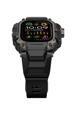Mohseven Punk Fortress Apple Watch Ultra Uyumlu Silikon Kordon Siyah Mohseven