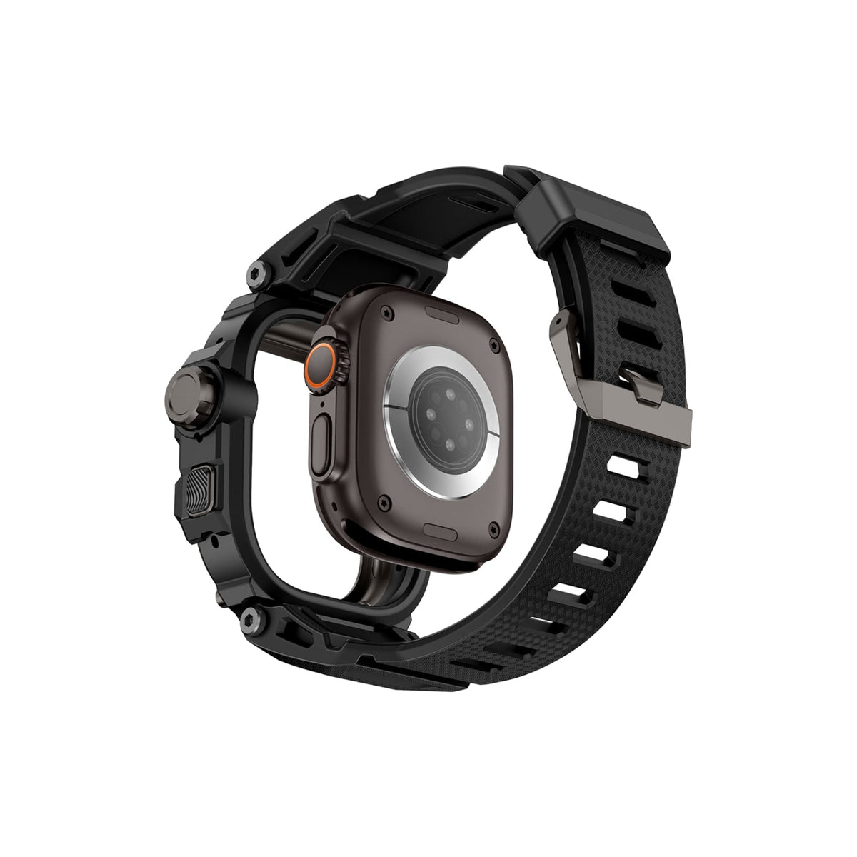 Mohseven Punk Fortress Apple Watch Ultra Uyumlu Silikon Kordon Siyah Mohseven
