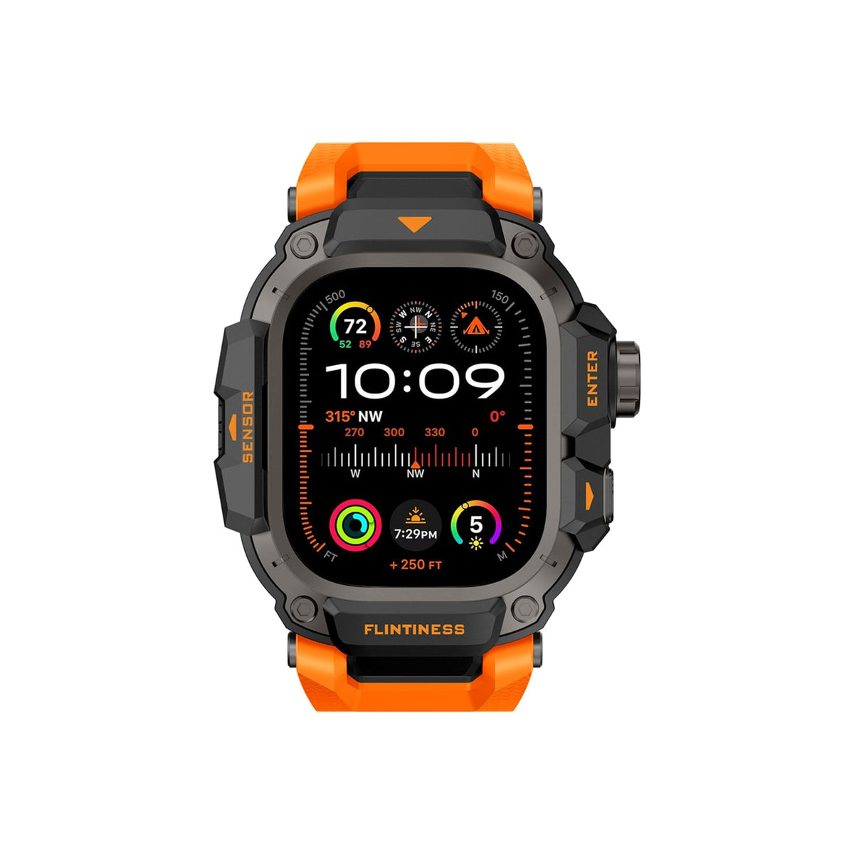 Mohseven Punk Fortress Apple Watch Ultra Uyumlu Silikon Kordon Turuncu Mohseven