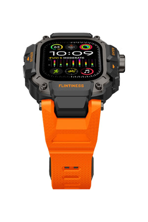 Mohseven Punk Fortress Apple Watch Ultra Uyumlu Silikon Kordon Turuncu Mohseven