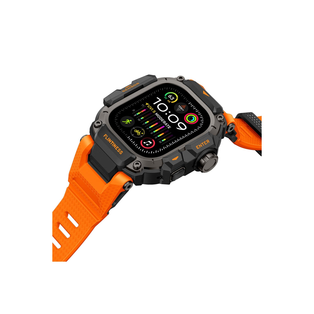 Mohseven Punk Fortress Apple Watch Ultra Uyumlu Silikon Kordon Turuncu Mohseven