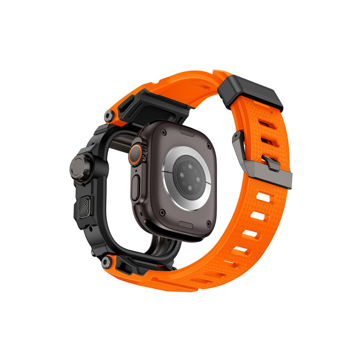 Mohseven Punk Fortress Apple Watch Ultra Uyumlu Silikon Kordon Turuncu Mohseven
