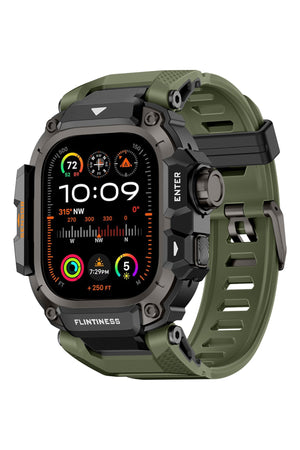 Mohseven Punk Fortress Apple Watch Ultra Uyumlu Silikon Kordon Yeşil
