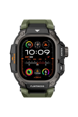 Mohseven Punk Fortress Apple Watch Ultra Uyumlu Silikon Kordon Yeşil