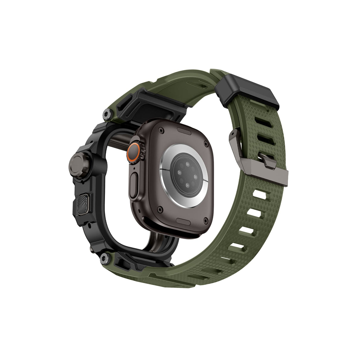 Mohseven Punk Fortress Apple Watch Ultra Uyumlu Silikon Kordon Yeşil Mohseven