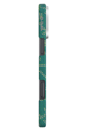 Pitaka Monogram iPhone 16 Pro MagSafe Uyumlu Aramid Fiber Kılıf Yeşil Pitaka