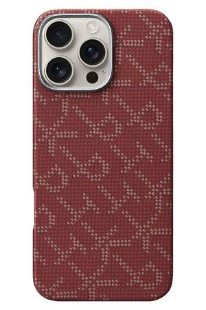 Pitaka Monogram iPhone 16 Pro Max MagSafe Uyumlu Aramid Fiber Kılıf Kırmızı Pitaka