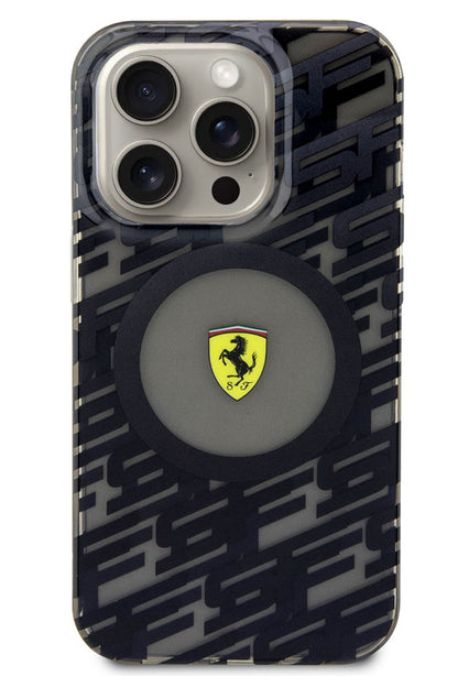 Ferrari iPhone 15 Pro Magsafe Compatible Multi SF Silicone Case Black 