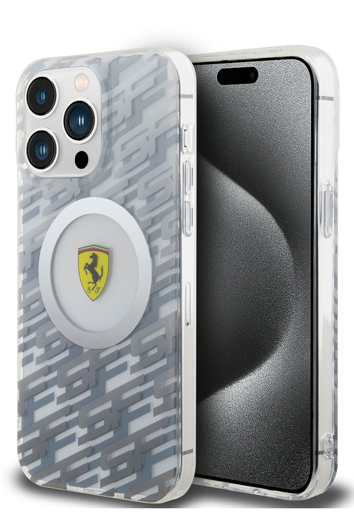 Ferrari iPhone 15 Pro Max Magsafe Uyumlu Multi SF Silikon Kılıf Gri  Ferrari