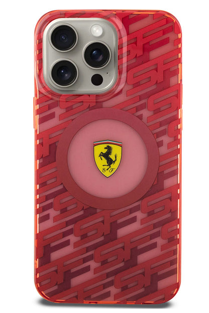 Ferrari iPhone 15 Pro Max Magsafe Compatible Multi SF Silicone Case Red 