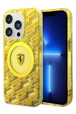 Ferrari iPhone 15 Pro Magsafe Uyumlu Multi SF Silikon Kılıf Sarı  Ferrari