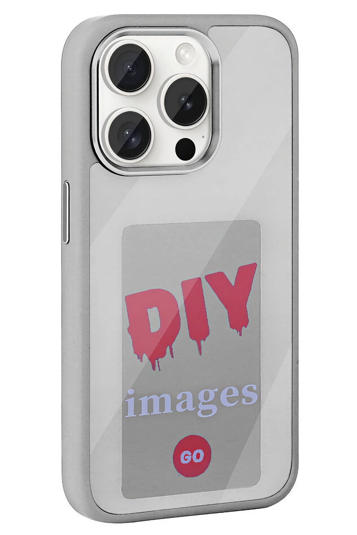 Apple iPhone 14 Pro Max uyumlu Nfc Resim Yansıtmalı Kılıf Gri  bikordon