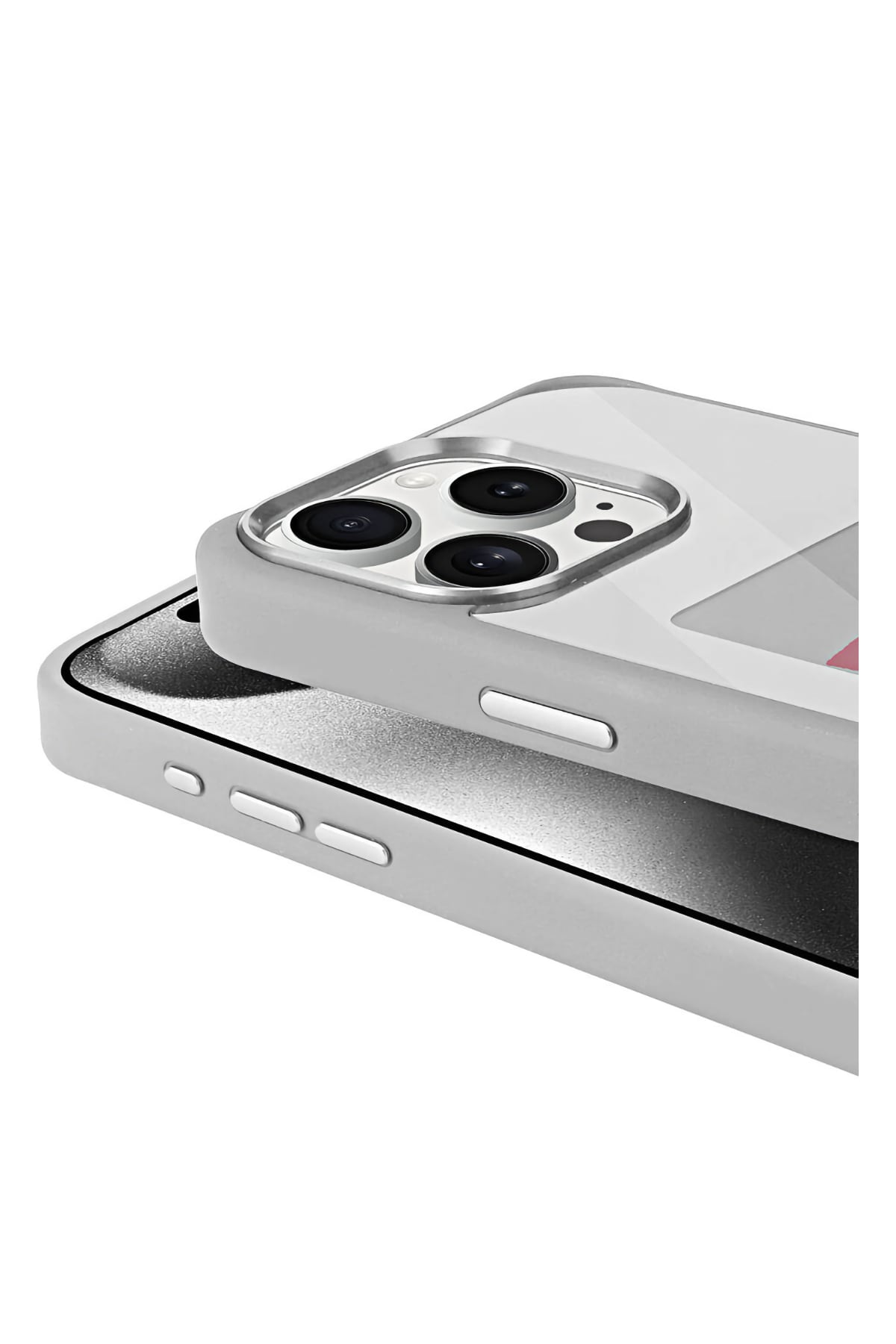 Apple iPhone 15 Pro uyumlu Nfc Resim Yansıtmalı Kılıf Gri  bikordon