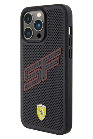 Ferrari iPhone 15 Pro Max Uyumlu PU Deri SF Kılıf Siyah  Ferrari