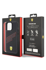 Ferrari iPhone 15 Pro Max Uyumlu PU Deri SF Kılıf Siyah