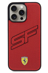 Ferrari iPhone 15 Pro Max Uyumlu PU Deri SF Kılıf Kırmızı