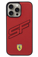 Ferrari iPhone 15 Pro Uyumlu PU Deri SF Kılıf Kırmızı  Ferrari