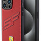 Ferrari iPhone 15 Pro Uyumlu PU Deri SF Kılıf Kırmızı  Ferrari