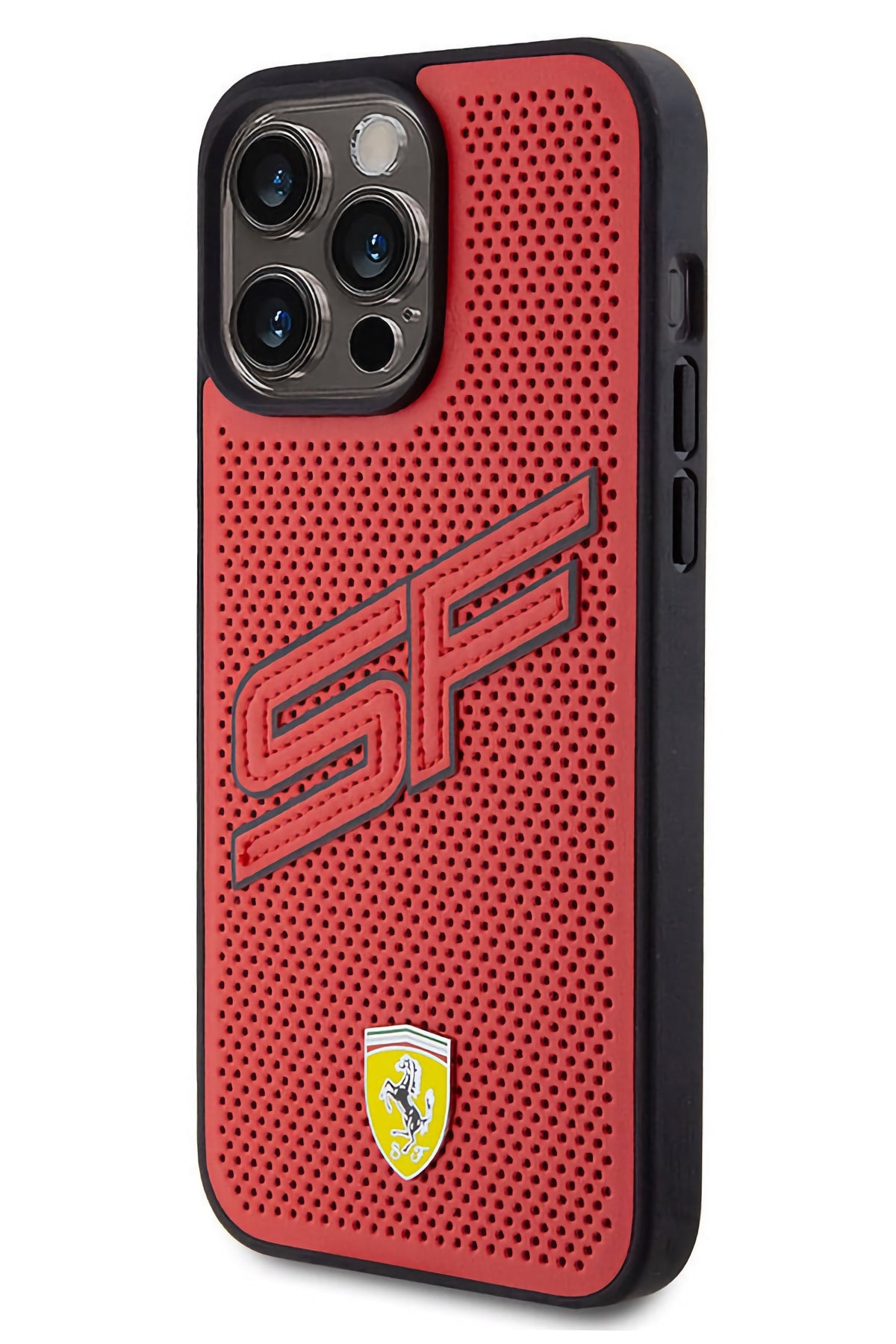 Ferrari iPhone 15 Pro Uyumlu PU Deri SF Kılıf Kırmızı  Ferrari