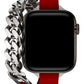 Apple Watch Uyumlu Double Tour Deri Kordon Piros  bikordon