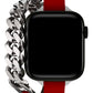 Apple Watch Uyumlu Double Tour Deri Kordon Piros  bikordon