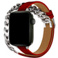 Apple Watch Uyumlu Double Tour Deri Kordon Piros  bikordon