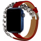 Apple Watch Uyumlu Double Tour Deri Kordon Piros  bikordon