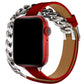 Apple Watch Uyumlu Double Tour Deri Kordon Piros  bikordon