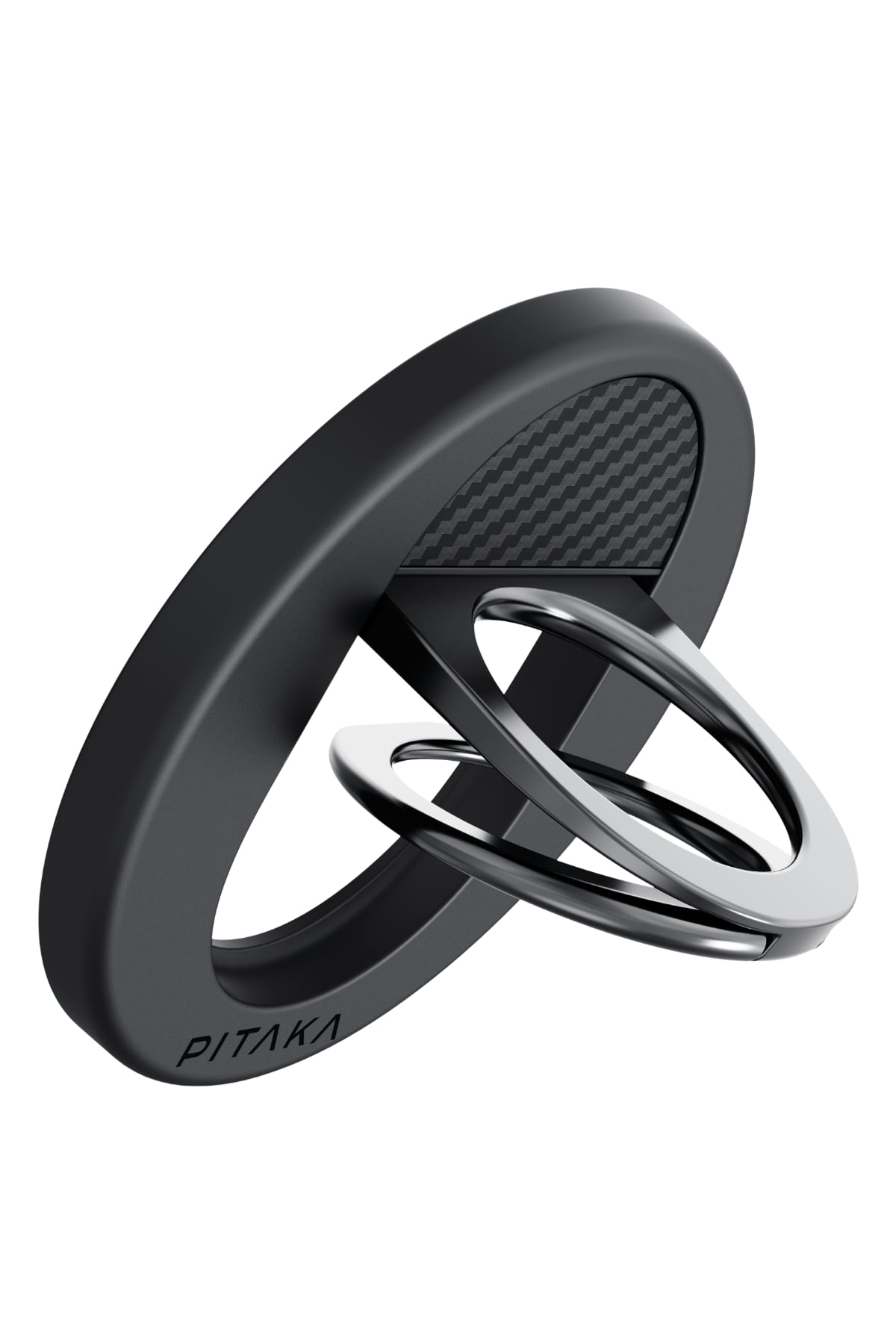 Pitaka Aramid Fiber 600D MagEZ Grip 3 Magsafe Magnetik Ring Stand Telefon Tutucu Siyah Pitaka