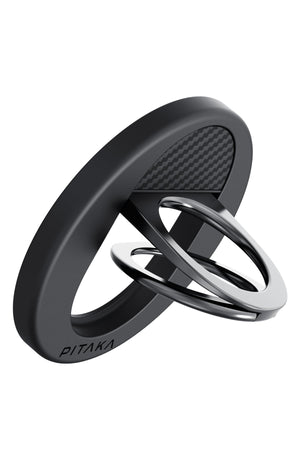 Pitaka Aramid Fiber 600D MagEZ Grip 3 Magsafe Magnetik Ring Stand Telefon Tutucu Siyah Pitaka