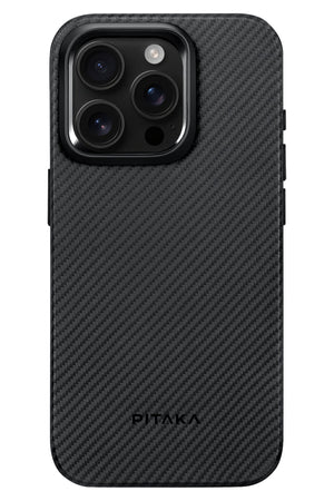Pitaka Classic Military-Grade iPhone 15 Pro Max MagSafe Uyumlu 600D Aramid Fiber Kılıf Siyah  Pitaka