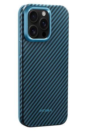 Military-Grade iPhone 15 Pro MagSafe Uyumlu 1500D Aramid Fiber Kılıf Mavi Pitaka